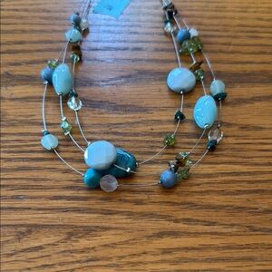 Lia Sophia Aqua and Silver Beaded Necklace